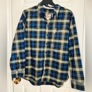 Men’s Jockey Outdoors Long Sleeve Button Up Shirt.  Blue/Green.  XXL